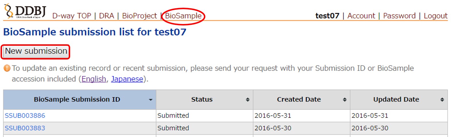 Create a new sample submission